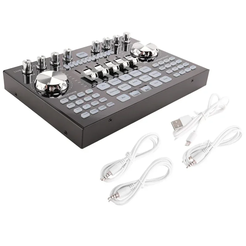 

Звуковая карта K1 Live, портативная звуковая карта Bluetooth, профессиональная регулируемая громкость звука для записи музыки, караоке, пения