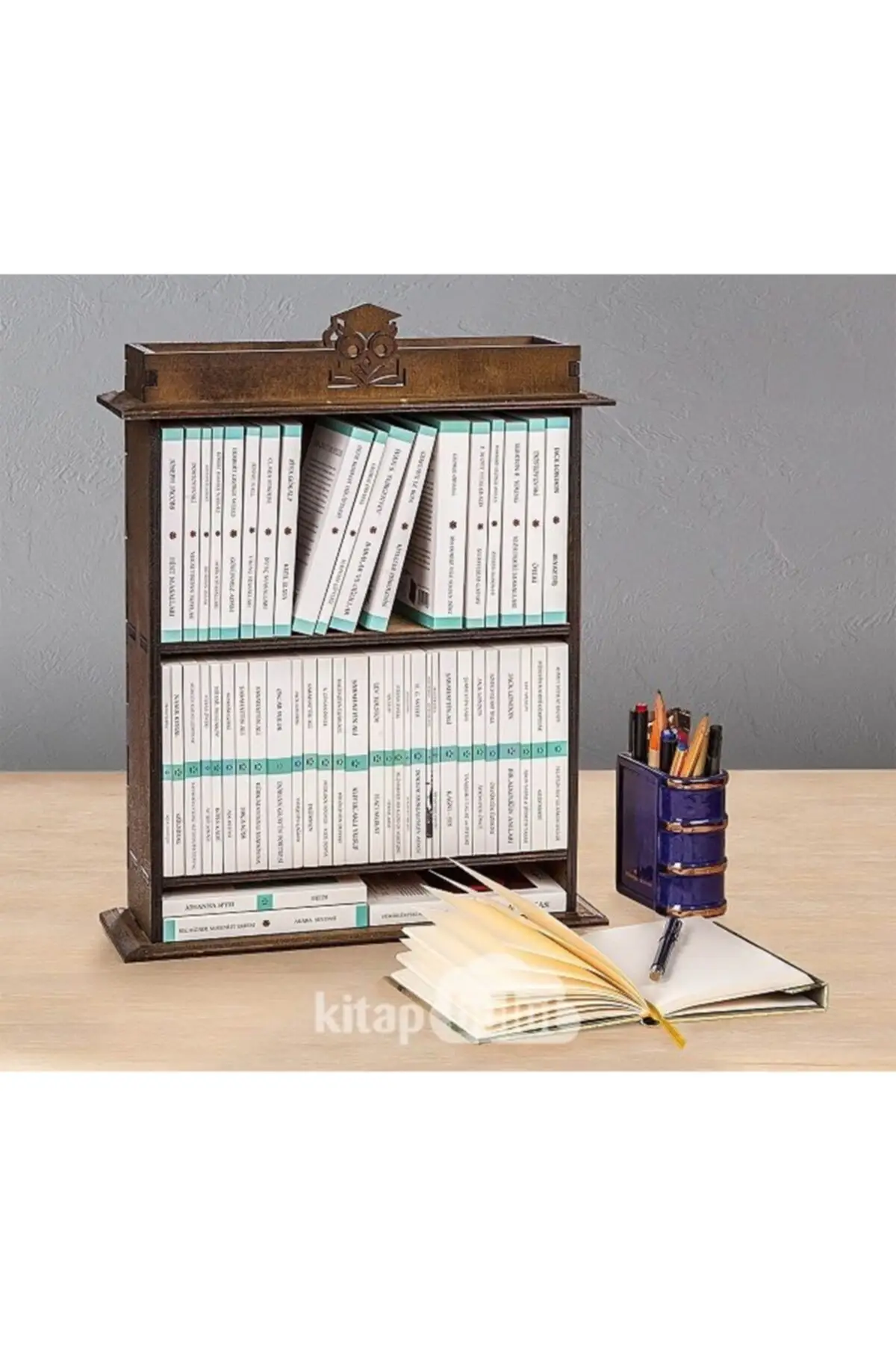 50 pcs Pocket Size Book Set-Mini Bookshelf Gift (dark Oak)