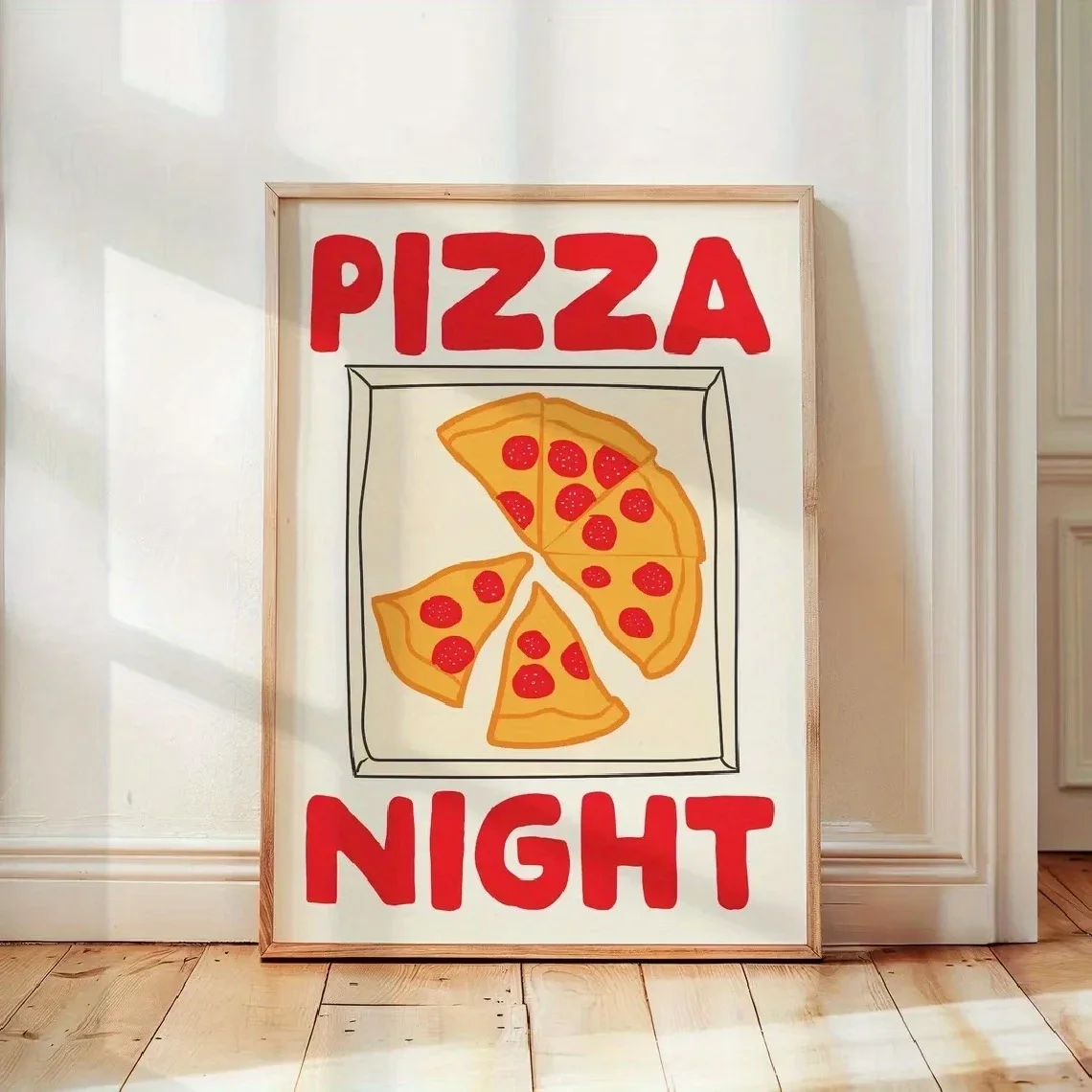 Modern,Retro Italian Food Pizza Night Wall Art Print Canvas Painting Poster Picture For Living Room,Bedroom Home Decor
