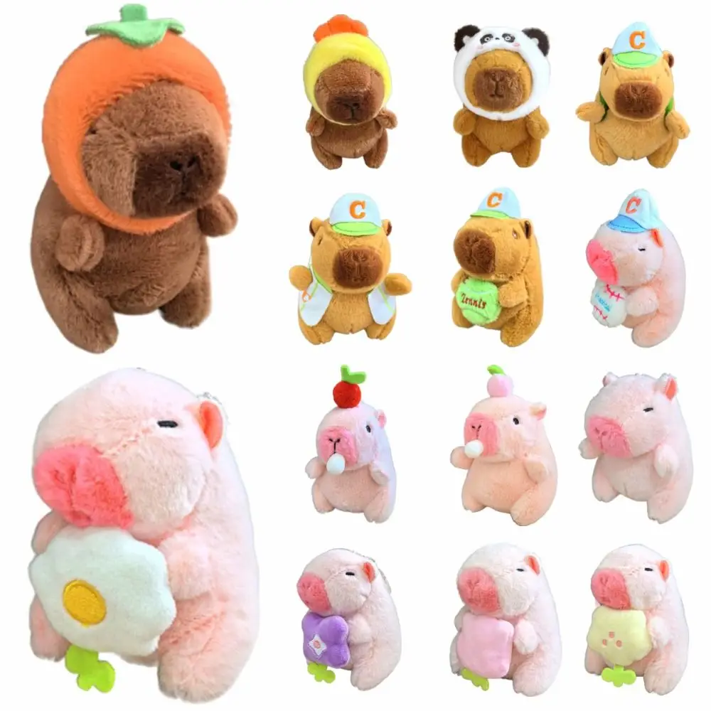 Multicolor Plush Capybara Keychain Cartoon Capybara Cute Simulation Capybara Pendant Toy Accessories Fluffty Animal Doll Kids