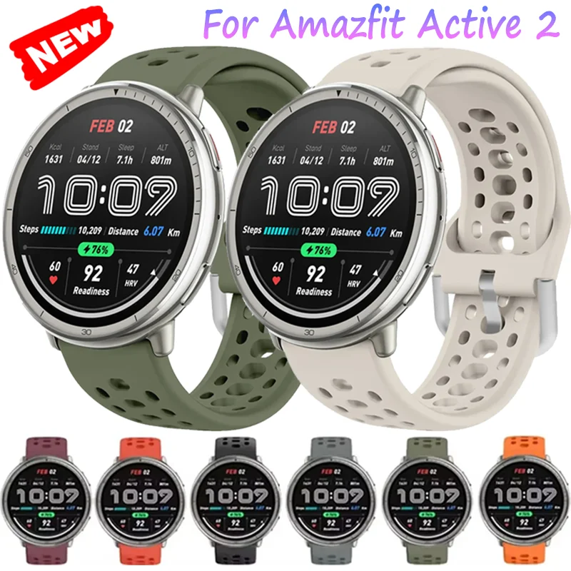 1:1 offizielles Silikonarmband für Amazfit Active 2 Sports, atmungsaktiv, bequem, weich, Amazfit GTS 3 4 Correa-Zubehör