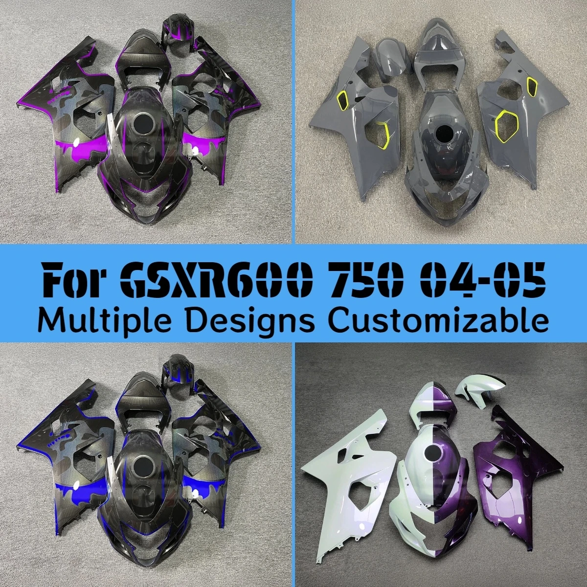 Motorrad-Karosserieverkleidungen GSXR600 GSXR750 2004 2005 Trendiger Stil Karosserieteile Komplettes Verkleidungsset für GSXR 600 750 04 05