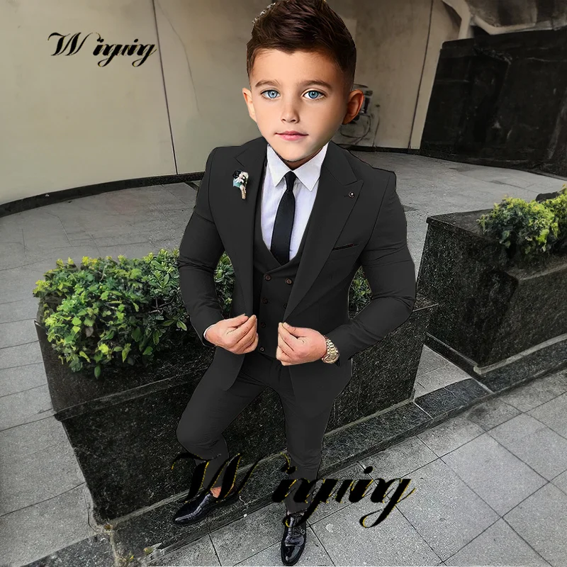 Boys Suit Jacket Pants Vest 3 Piece Set Formal Business Blazer for Kids Wedding Tuxedo 2-16 Years Custom Clothes