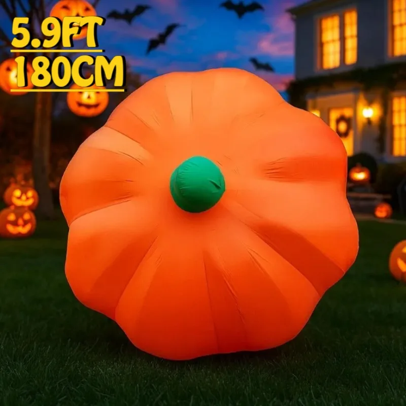 

6FT Halloween Party & Holiday DIY Decorations Pumpkin Balloon Halloween Party LED Light Up Blow Up Indoor Outdoor Garden Decor