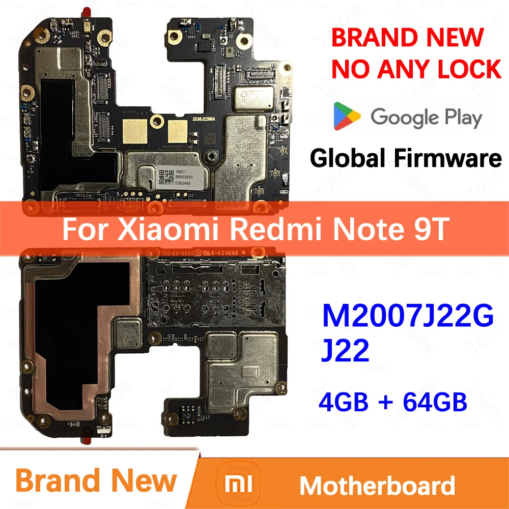 100-ブランド新オリジナルマザーボード-xiaomi-redmi-note-9t-メインボードロジック回路基板プレートグローバルロック解除-m2007j22g-j22