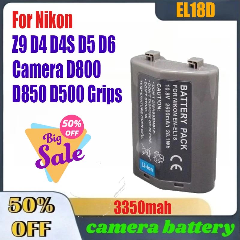 

3350mAh High-Performance EN-EL18D EN-EL18d ENEL18d Battery For Nikon Z9 D4 D4S D5 D6 Camera D800 D850 D500 Grips