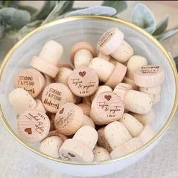 Tapón de corcho de vino personalizado para invitados, tapón de corcho de madera personalizado de 20/50/100/200 piezas, regalo de agradecimiento para fiesta de boda