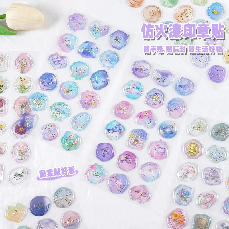 1pcs/lot Kawaii Scrapbook Stickers Colorful stamp Scrapbooking Supplies Journaling Planner Decorative Stationery Sticker