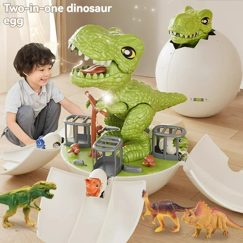 Jouets de dinosaure pour enfants, jouet œuf de dinosaure, modèle animal de simulation, piste de course, voiture Vorannosaure, cadeau d'anniversaire pour garçon de 3 à 6 ans