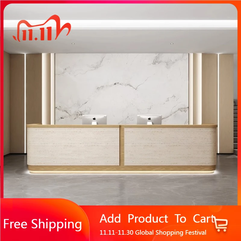 عرض مكاتب الاستقبال الترحيبية الحد الأدنى من الفولاذ المقاوم للصدأ، مكاتب الاستقبال التنفيذية، الأثاث العصري للمكتب الطويل