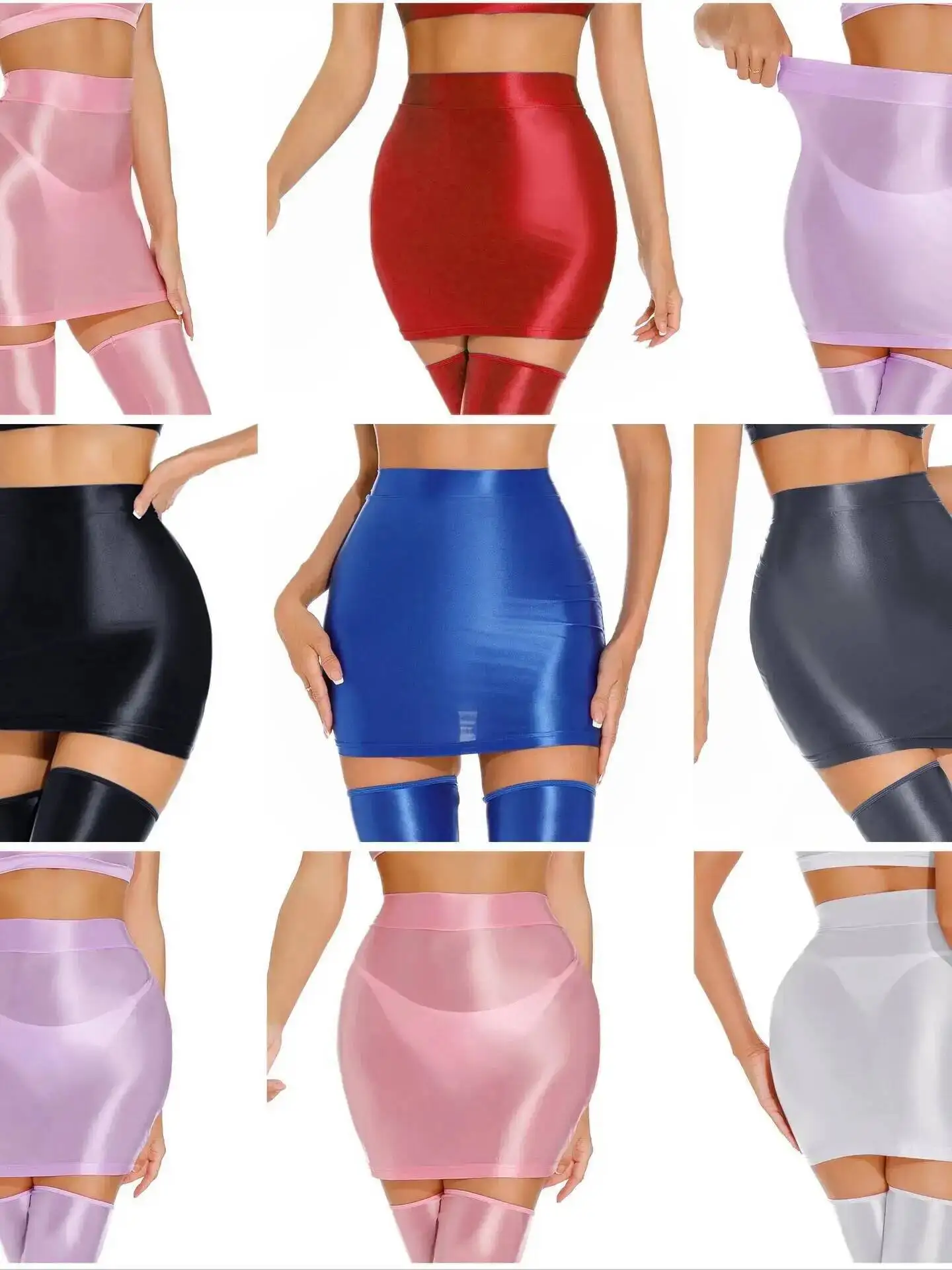 Glanzend Sexy Leuk Effen Kleur Casaul Pure Desire Stijl Korte Rok Geurvrij Nauwkeurige Maat Vormgeven Bandage Halve Rok Elegant 2VY2