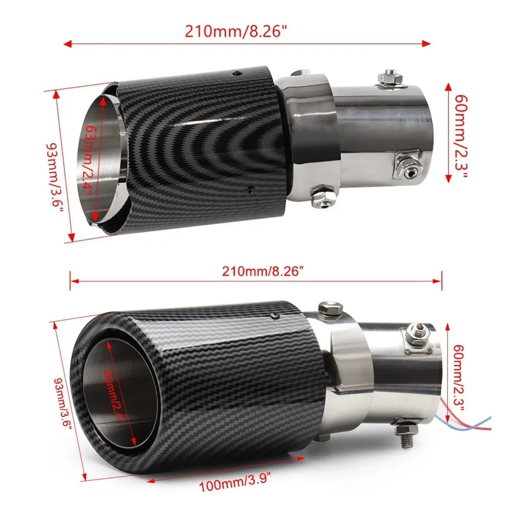 Exhaust Muffler Light Flaming Universal LED Tip Pipe Straight Car Modified Single Outlet Exhaust Pipe Tail Throat Red/Blue 2