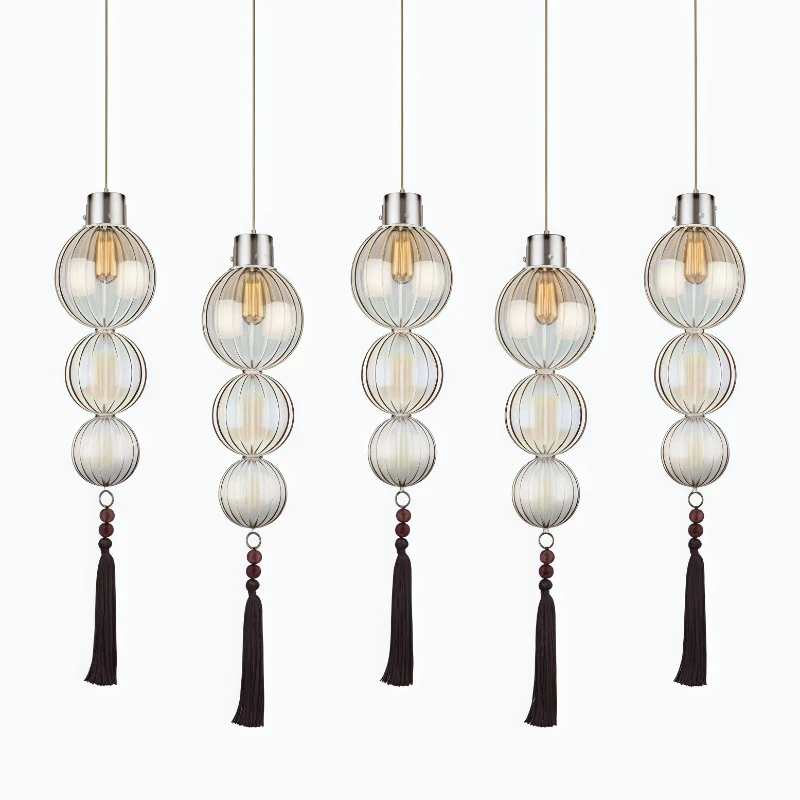 Nordic Creative Glass LED Pendant Light Copper Gourd Chandelier Home Decor Bedroom Corridor Bar Counter Island Lighting Fixtures