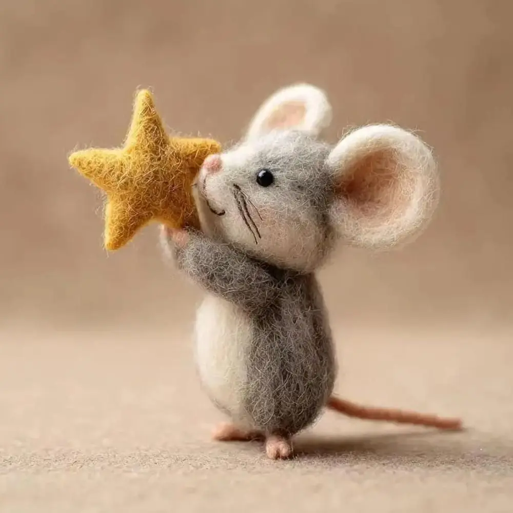 

Craft Needle Felting Supply Starry Night Felt Mice Cute Mouse Handmade Felt Mice Ornaments Figurine Gifts Mouse Collectible