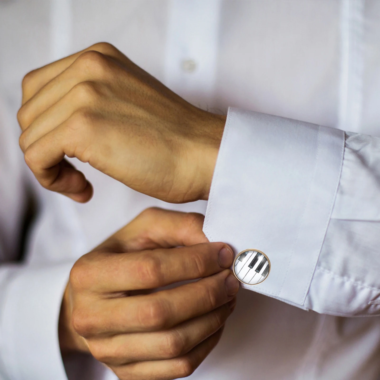 2 قطعة أزرار أكمام مستوحاة من البيانو الفريد للرجال أزرار سهرة ناعمة ترصيع قميص أنيق للأعمال المواعدة للمناسبات الخاصة