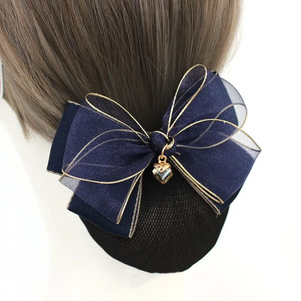

Vintage Gift For Stewardess Nurse Spring Clip Cloth Retro Hairnet Mesh Snood Bow headwear Women Headdress