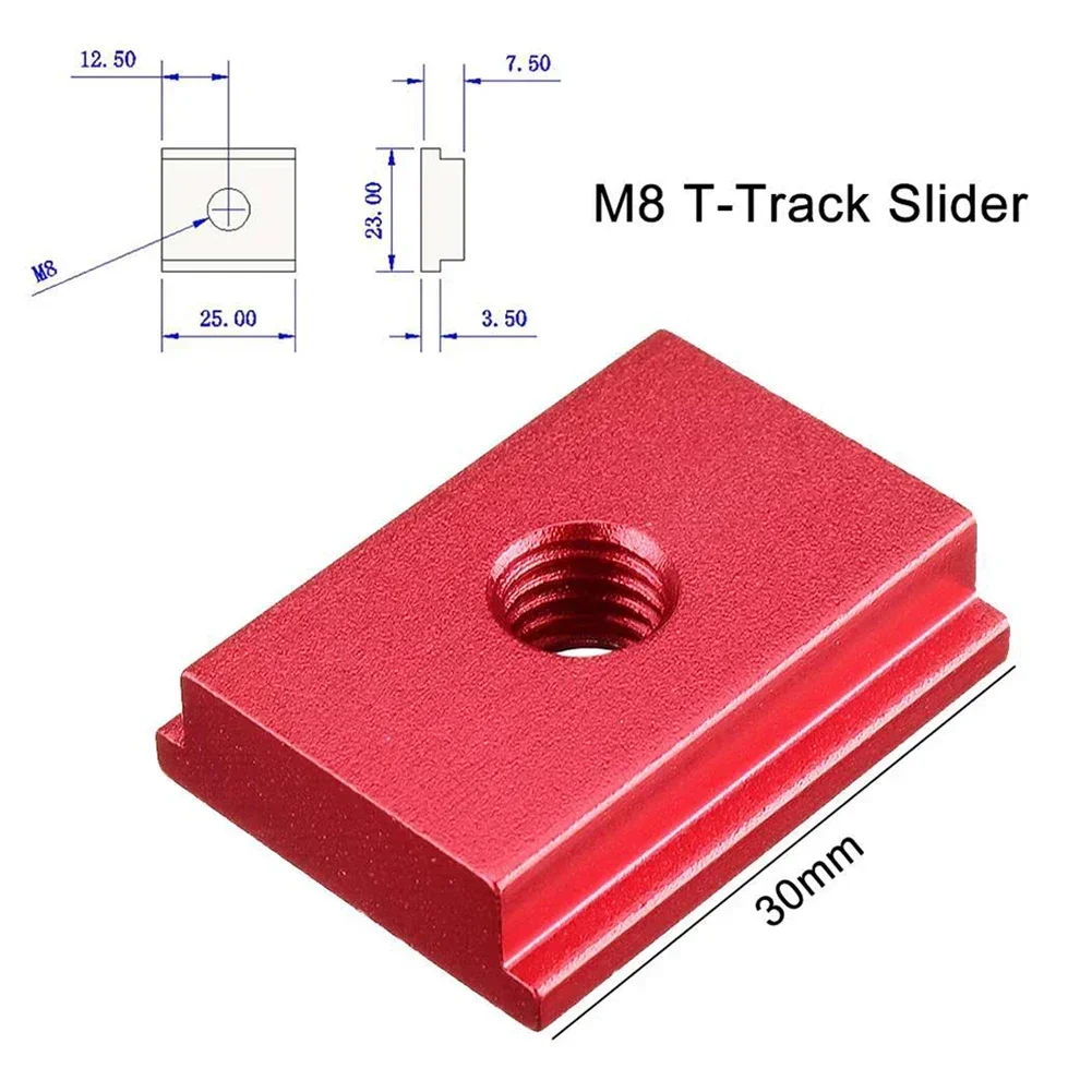 Imagem -04 - T-track Slider Liga de Alumínio t Slot Porca para Ferramenta para Trabalhar Madeira Vermelho Azul 30*23*7.5 mm Acessórios de Ferramenta 1pc m6 m8