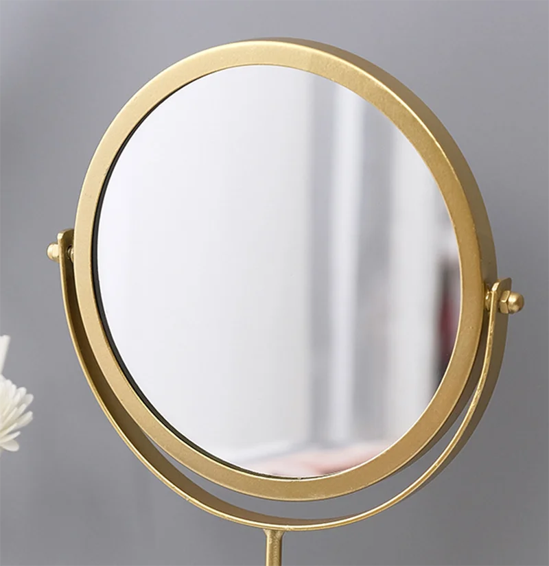 Nordischer Kosmetikspiegel aus Metall mit Schmuck- und Lippenstift-Organizer – blendfreier HD-Schminkspiegel für Schlafzimmer, Schminktisch-Dekoration