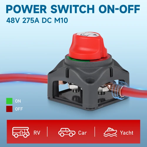 Imagen 2 del producto Isolador de batería de 12-48V, 300A, perilla de interruptor de desconexión, interruptor giratorio de encendido y apagado para RV, barco marino, Camper, accesorios para coche IP65