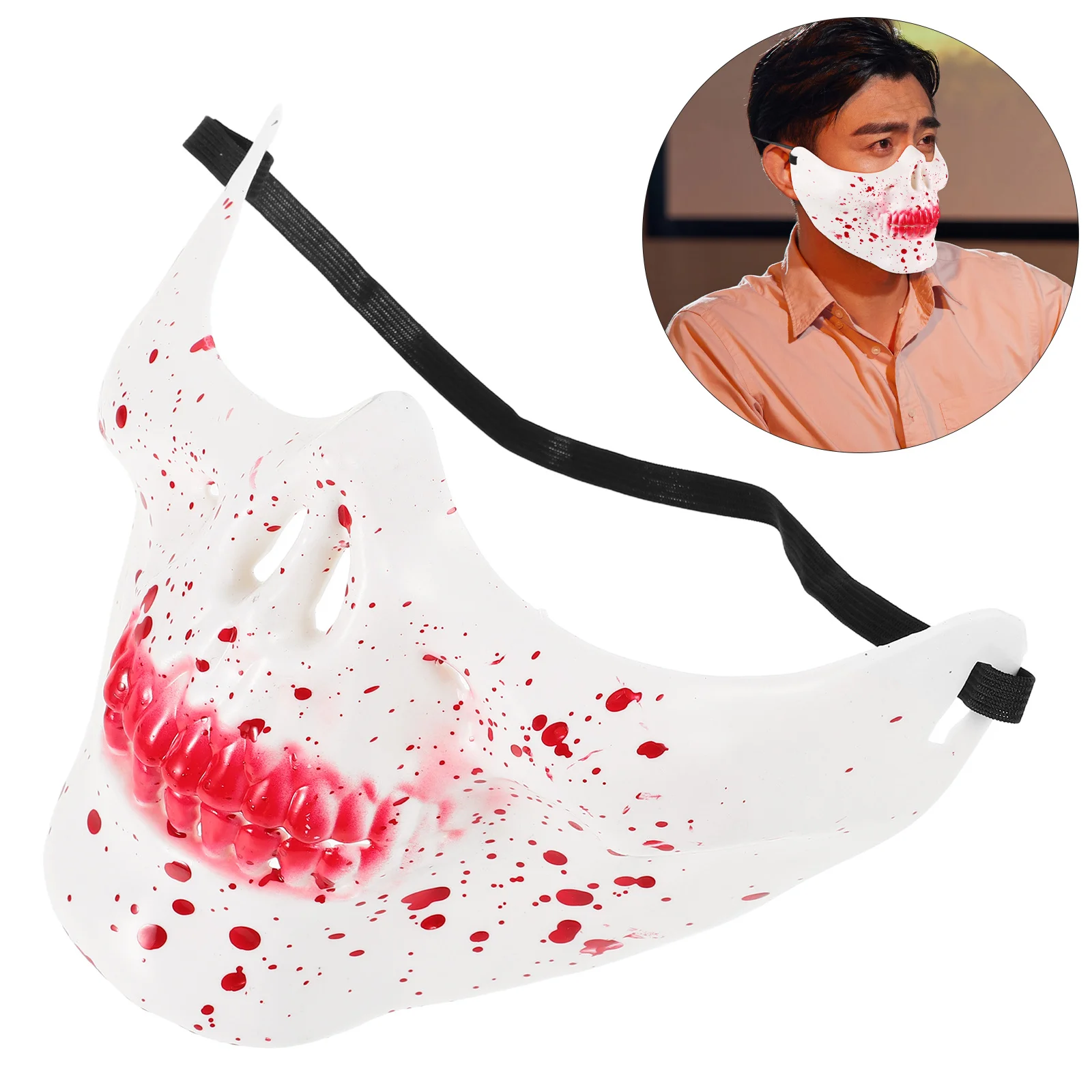 Halloween crânio máscara meia face design assustador para adultos assustador masquerade traje horror festa cosplay fantasma vestir-se