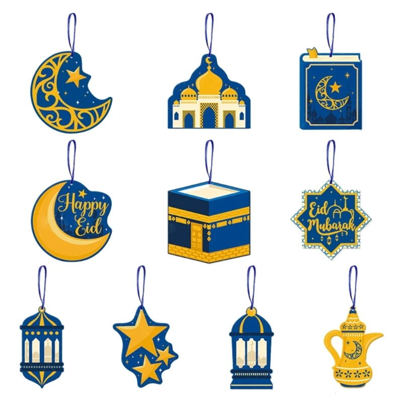 10 قطعة عيد مبارك معلقات معلقة رمضان كريم زينة لعام 2024 منزل إسلامي مسلم عيد الفطر مهرجان دروبسيل