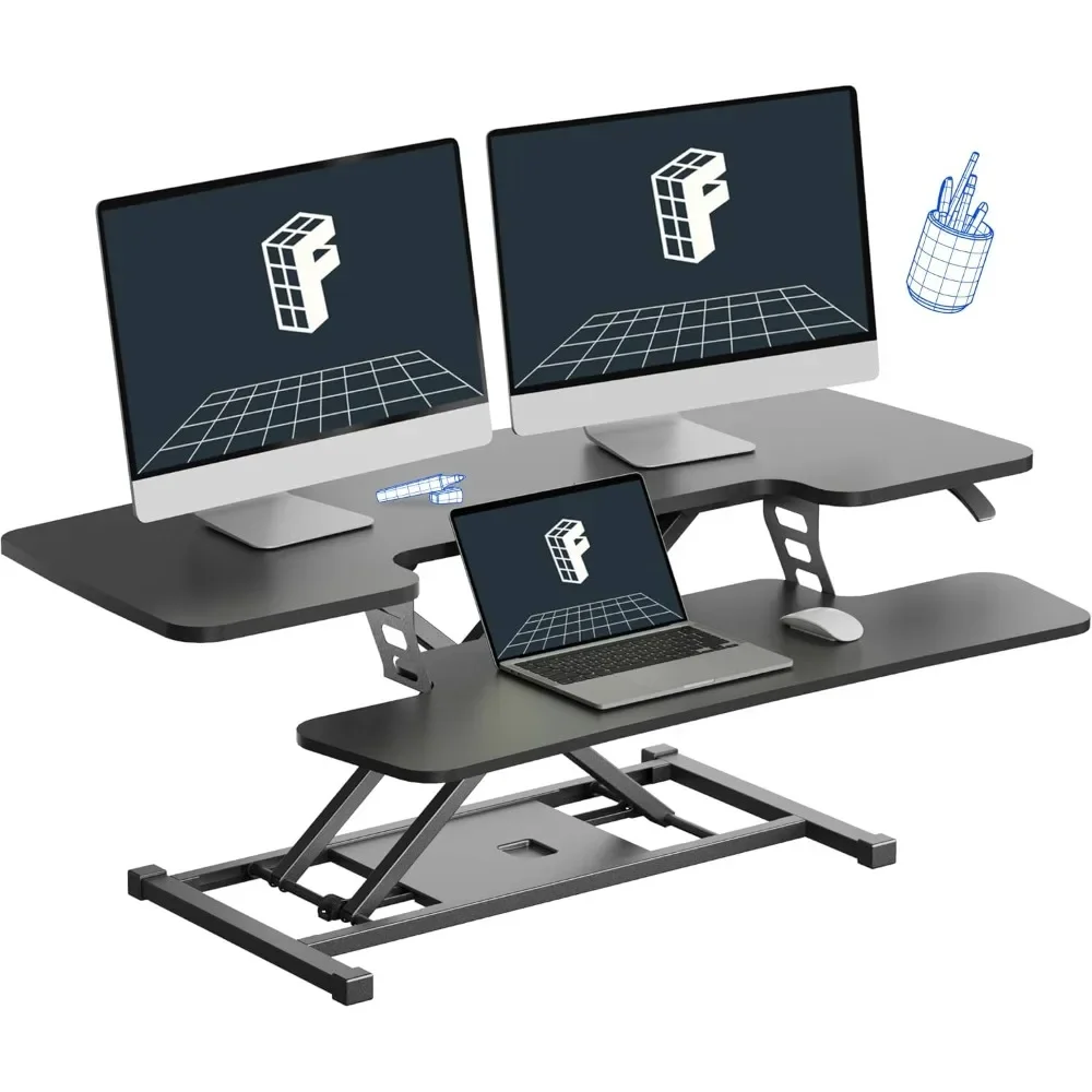 Standing Desk Converter Sit to Stand up Riser Height Adjustable Computer Workstation with Spacious 2-Tier Customized