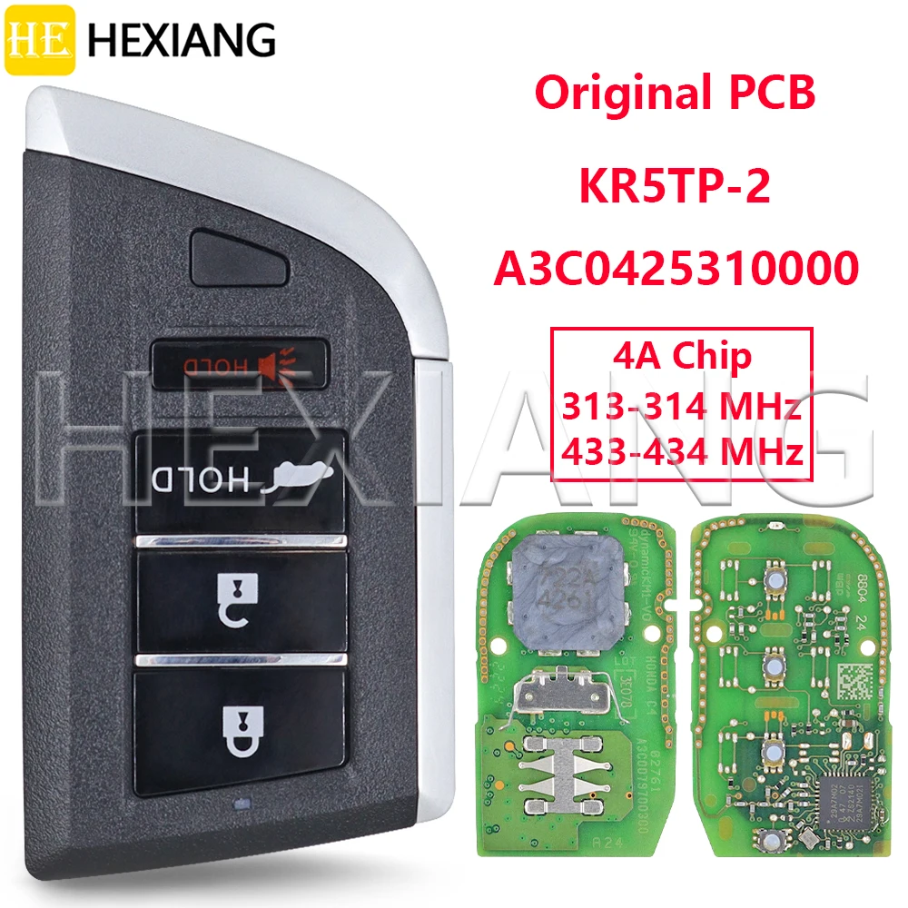 

HE KR5TP-2 313/433MHz Original PCB 4A Chip A3C0425310000 72147-TYA-A21 Proximity Car Remote Key For Acura RDX MDX 2022 2023 2024