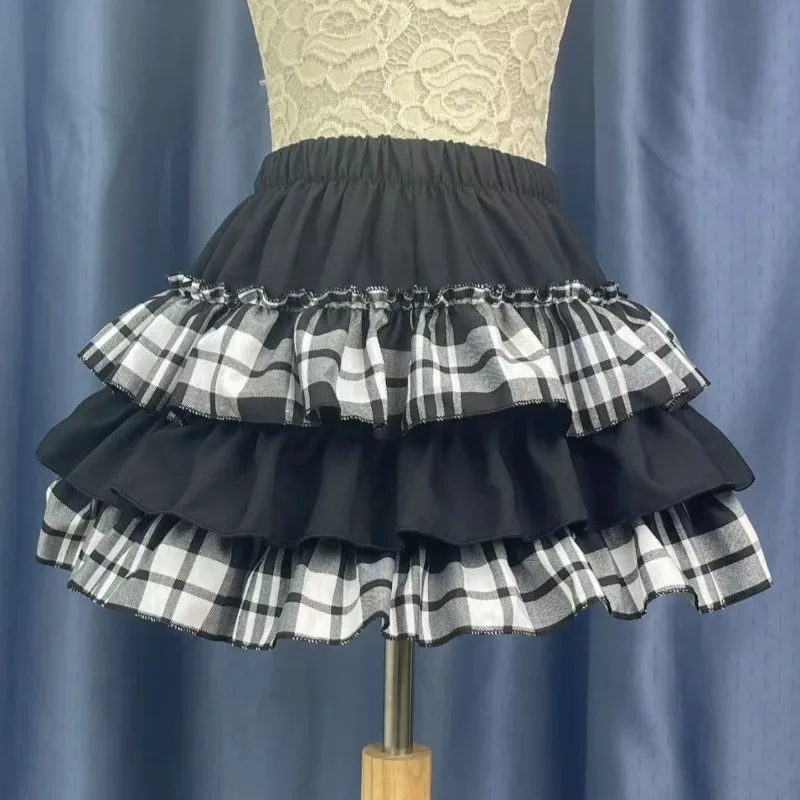 

Sweet Gothic Elastic Waist Harajuku Y2k Lolita Women's Mini Skirt Chic Ruffle Subculture Design Retro Cake Skirt Woman Clothes