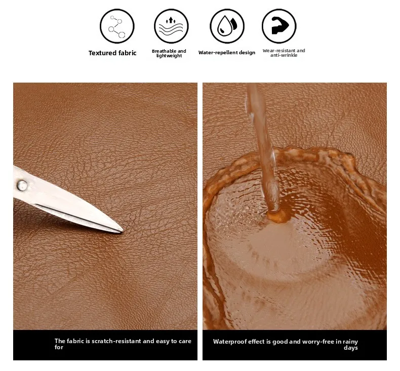 Coffee Colored Business Soft Handle, Medium Solid Color, Car Stitching, Storage Zipper, Horizontal Square Digging Bag, Handbag