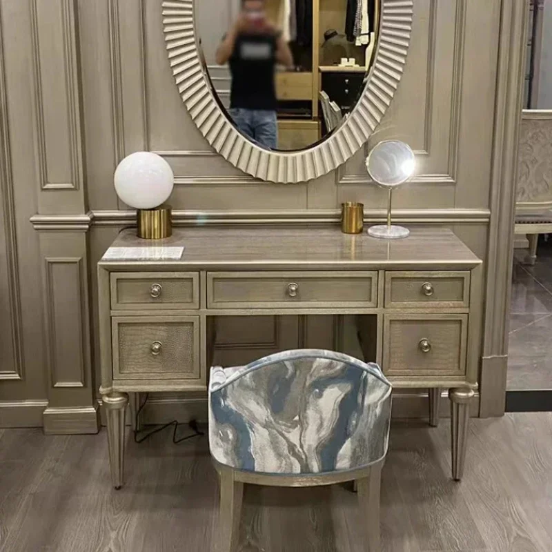 Dressing Table Solid Wood Light Luxury With Mirror for Bedroom for Master Bedroom Sturdy Construction
