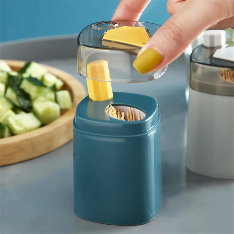 

Press-to-dispense Toothpick Bottle Creative Toothpick Storage Box Dust-proof Design Space-saving Ideal for Desks Living Rooms