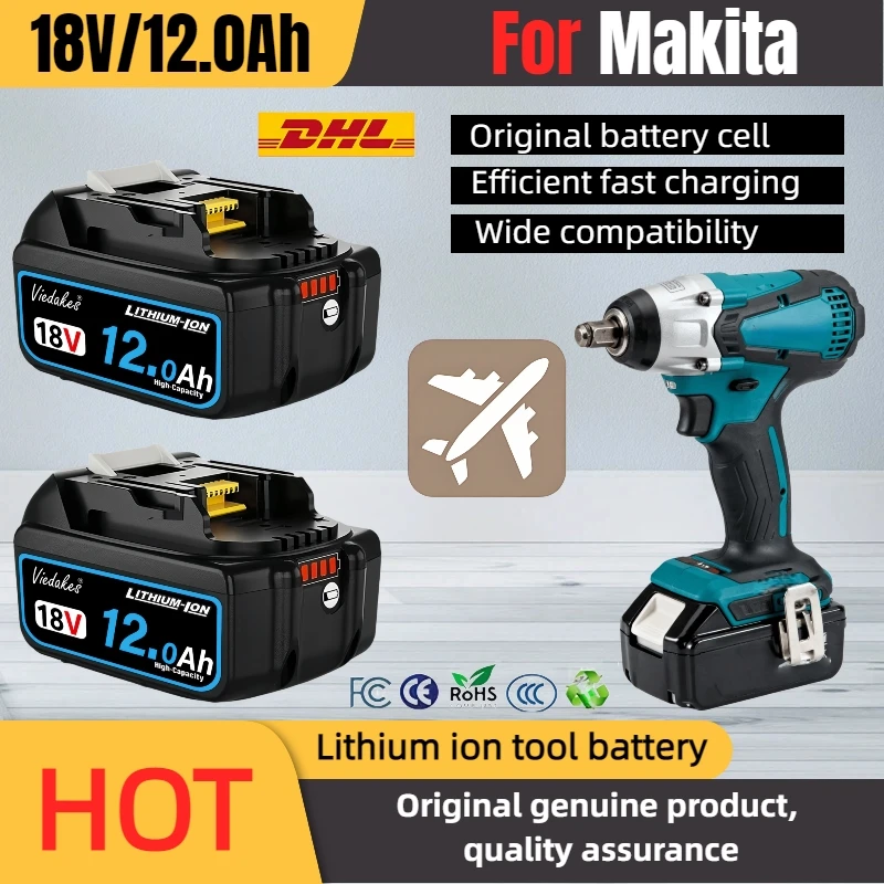 

For Makita 18v 6000mAh Rechargeable Power Tools Battery With Led Li-ion Replacement Lxt Bl1860b Bl1860 Bl1850+3A Charger