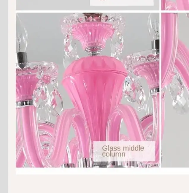 

Kids Room Bedroom European Chandelier Girl Warm Pink Crystal Lamp Creative Candle Light