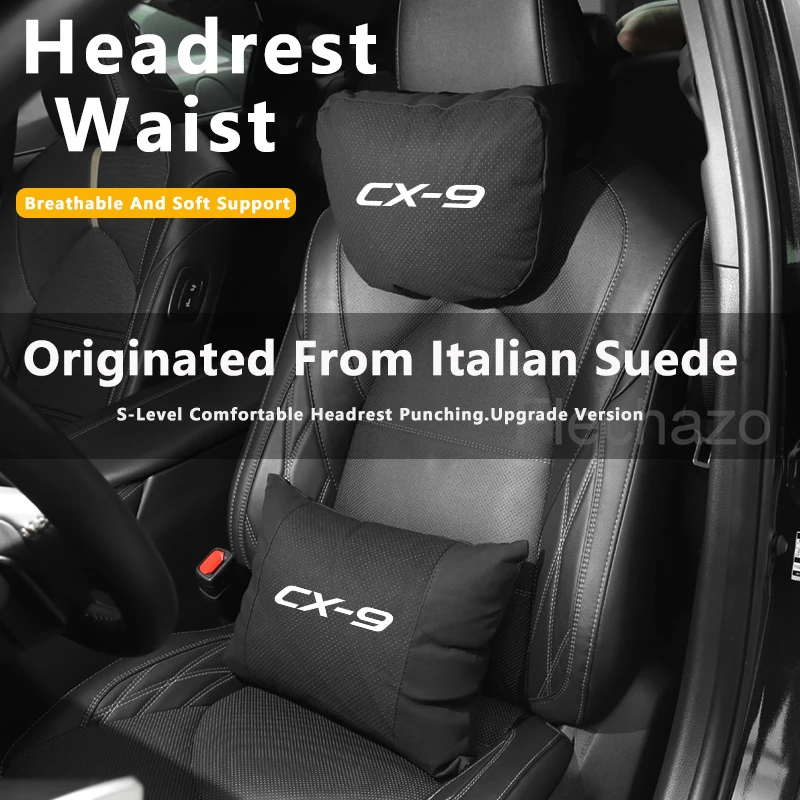 

NEW top Suede Car Headrest Neck Support Seat For Maybach Design S Class Soft Car Neck Pillow Waist pillow For Mazda cx9 cx-9 car