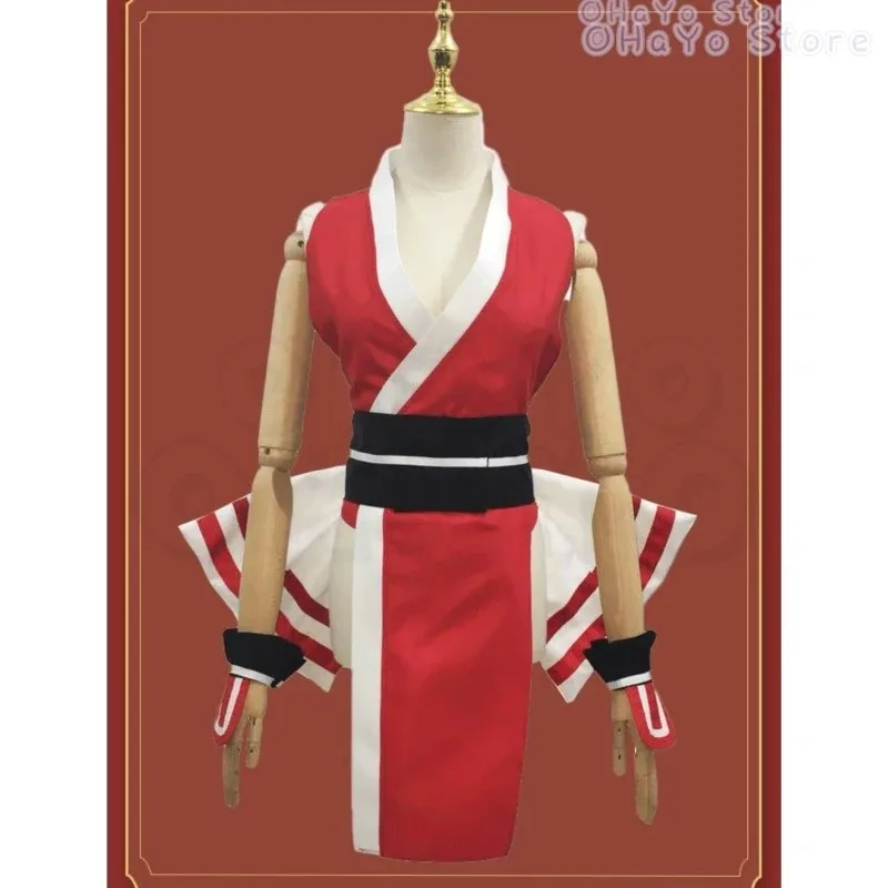 Juego KoF Mai juego de rol luchador Mai Shiranui Cosplay disfraz peluca traje Sexy Kungfu Halloween vestido elegante para mujer traje de fiesta