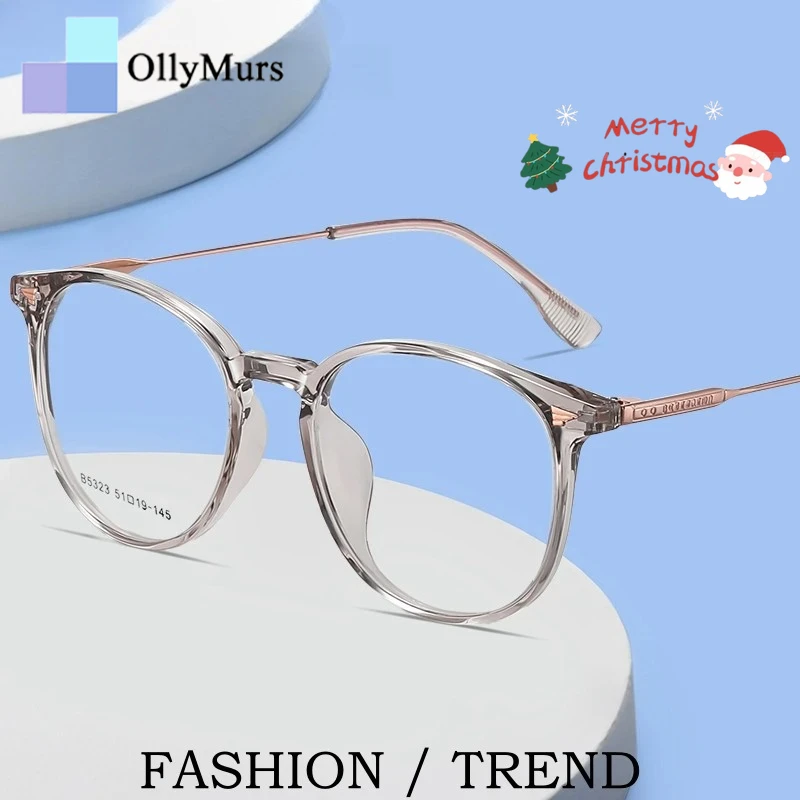 

OLLYMURS 2024, новые сверхлегкие модные очки из сплава TR90, мужские ретро круглые оптические оправы для очков по рецепту, женские B5323