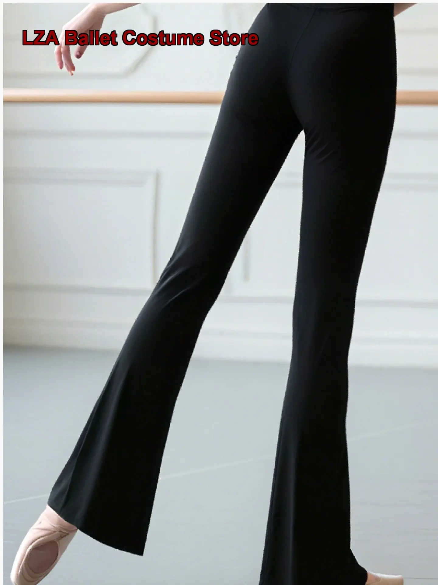 Women's Adult Ballet Leotard Micro Flare Pants Art Exam Tight Fit Modern Dance Pants Black