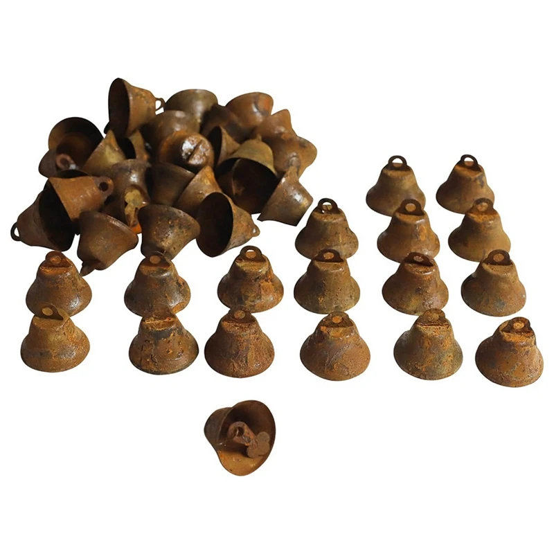 50 PCS Mini Jingle Bells, Christmas Bells, For Crafting Wreath Craft Bells, Holiday Home Decoration Bells (Rusty 1 Inch) Durable