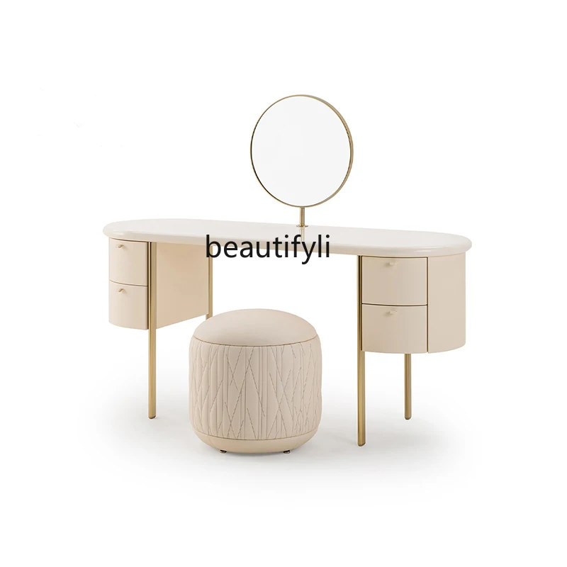 

Light Luxury Dressing Table Bedroom and Household Small Apartment Princess Stool Designer Modern Minimalist Makeup Table