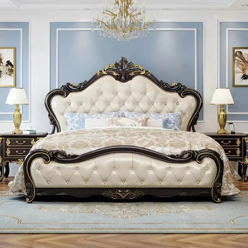 

King Luxury Bed Frame Master Black Aesthetic Modern Modular Double Bed Frame Luxury Wood Letto Matrimoniale Bedroom Furniture