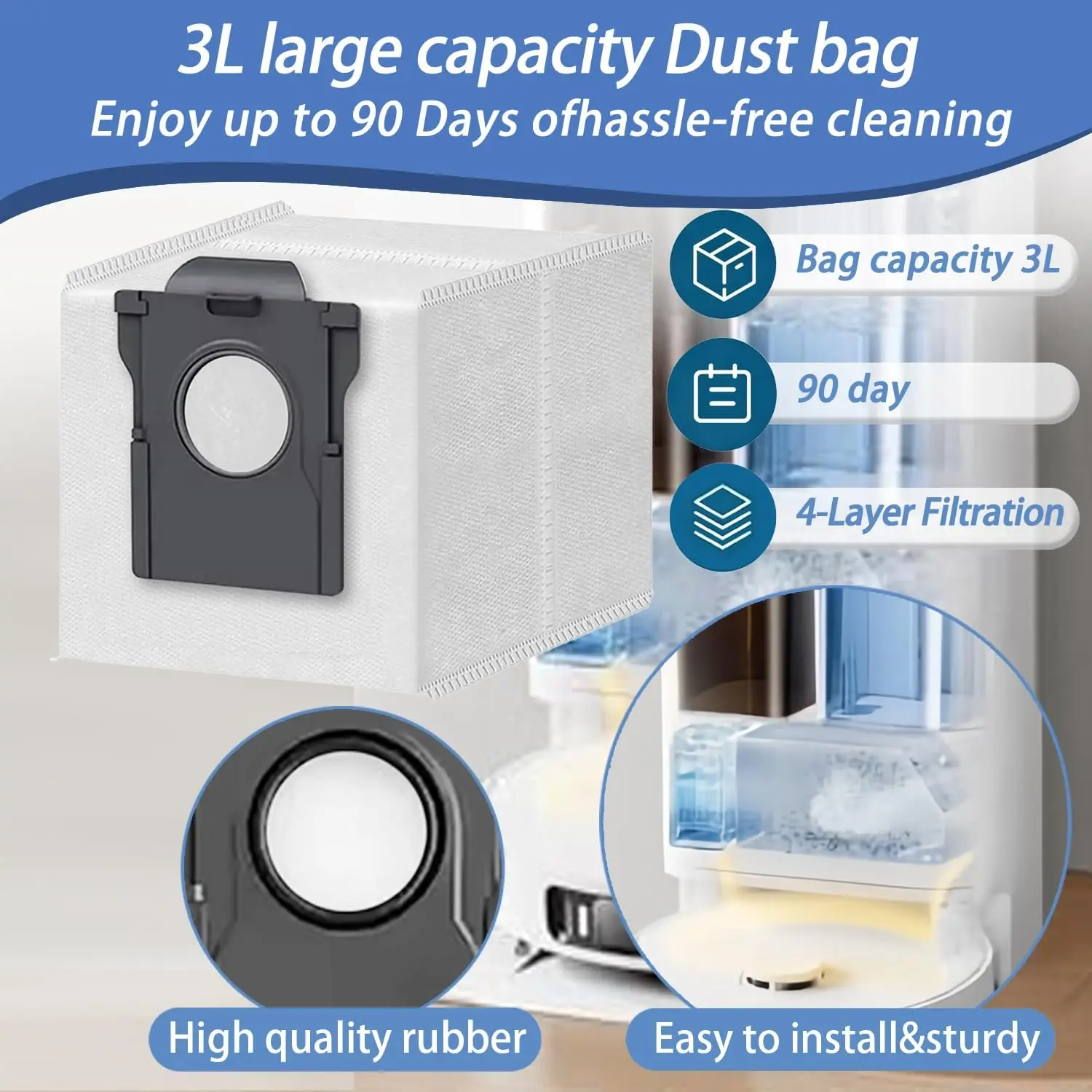 Replacement Parts Kit For MOVA P10 Pro Ultra/P50 Pro Ultra Robot Vacuum Accessories, Main Side Brush,Filter,Mop Cloth,Dust Bags view 5