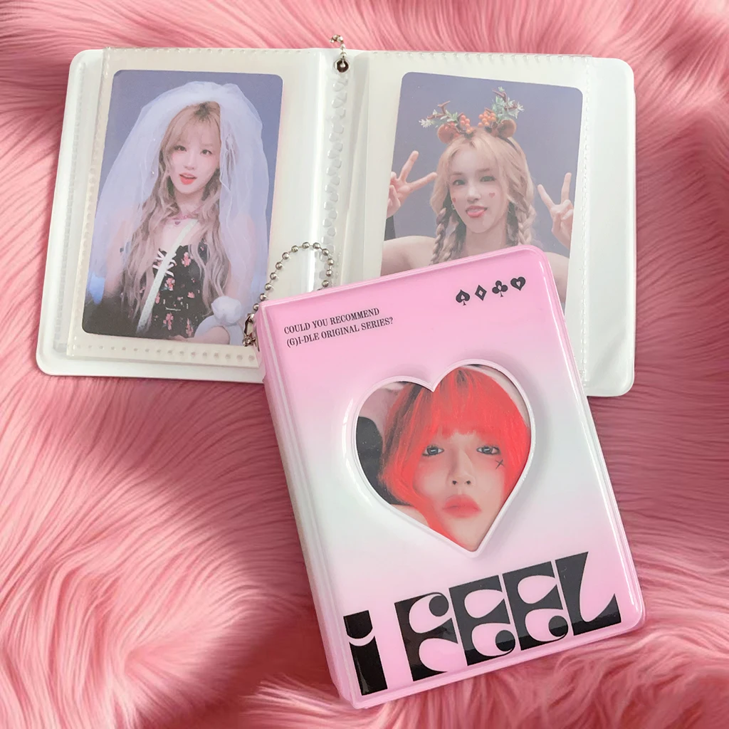 Kpop ZEROBASEONE Photocard Binder 3 Inch Mini Photo Card Book Album (G)I-DLE ZB1 ATEEZ Holder Heart Pendant DIY Pouches