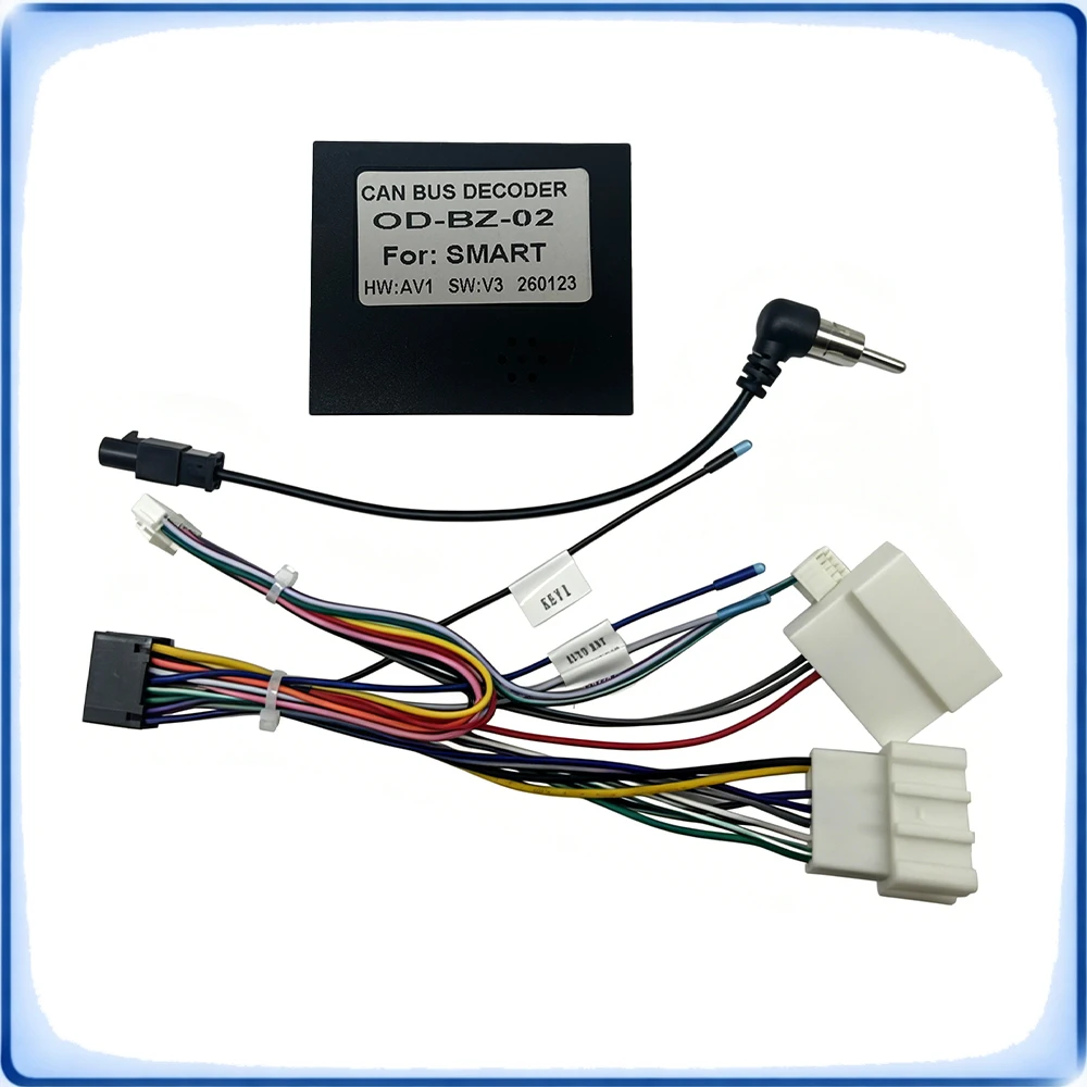 

12Pin to 16Pin Car Radio Wiring Harness with CANBUS Decoder OD-BENZ-02 for Mercedes Smart 2016 High Version