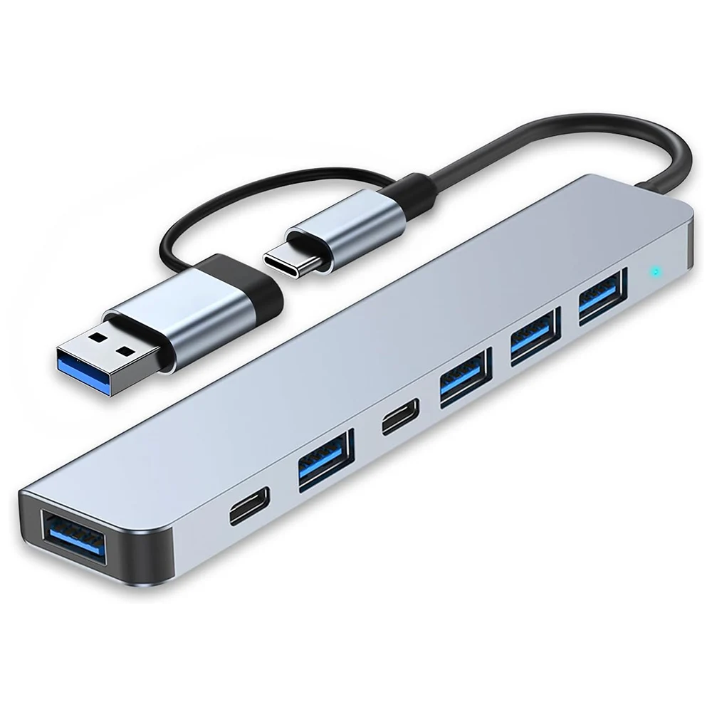 USB C Hub USB Splitter 7 in 1 USB Extender Multiport USB Adapter with 5 USB Ports 1 USB-C 60W PD Charging Port for MacBook Pro