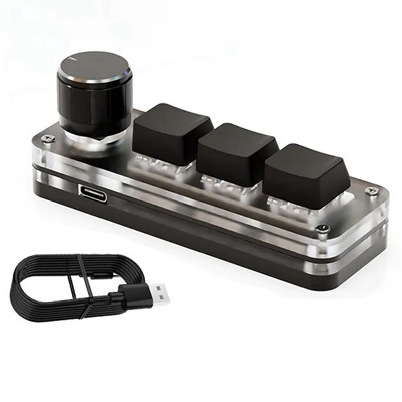 New Macropad Macro Mechanical Keyboard RGB Mini Gaming Custom Programming Knob Keypads 3 Keys for Photoshop