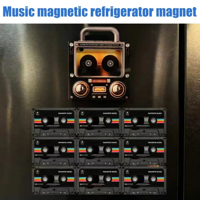 9 Programmable Tapes NFC Music Fridge Magnet Set Retro Cassette Player 128MB Memory Novelty Music Player Magnet For Home Gift