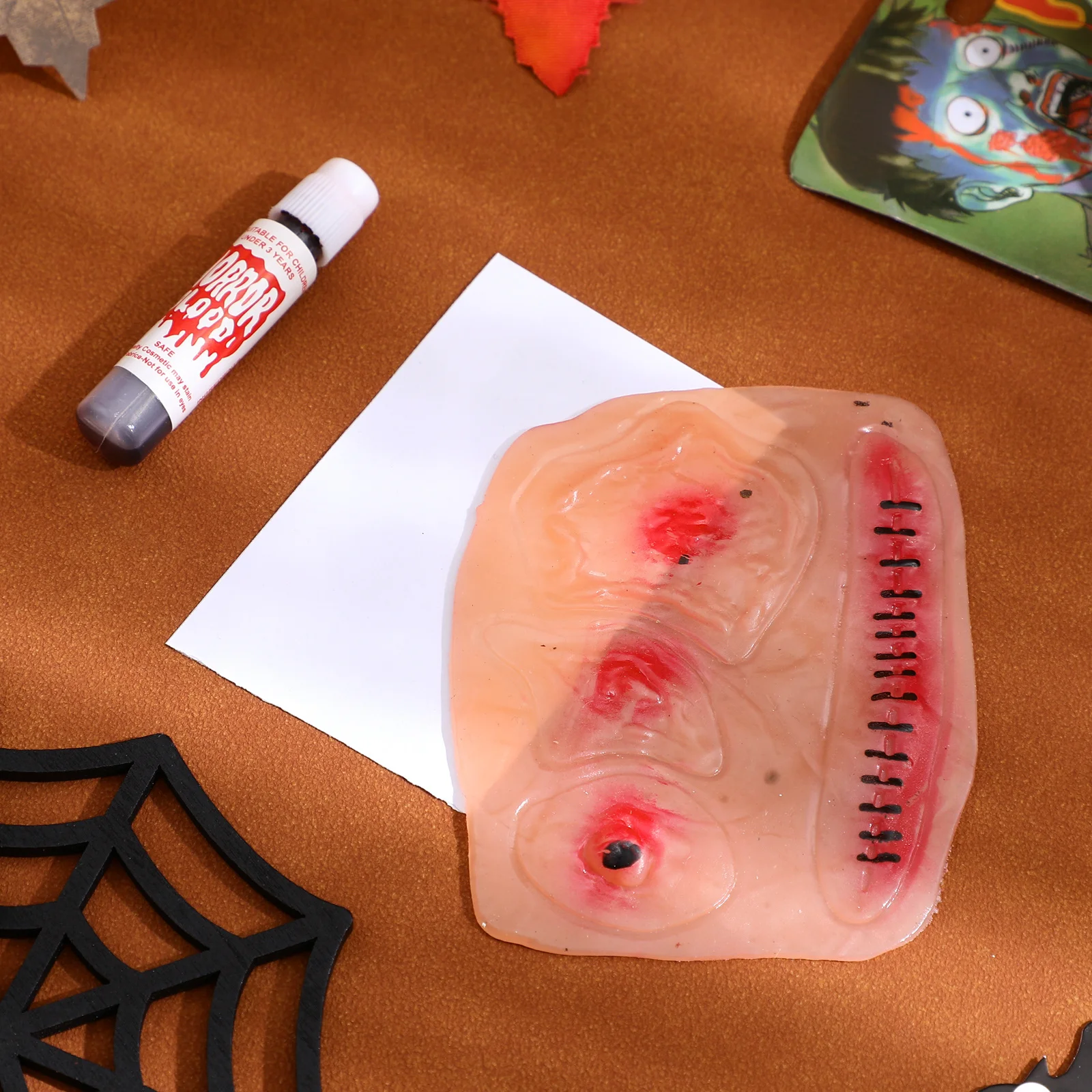 

2Pcs Halloween Horrible Wound Latex Stickers 3D Temporary Body Decorations Realistic Blood Scar Pattern Bloody Injury Costume