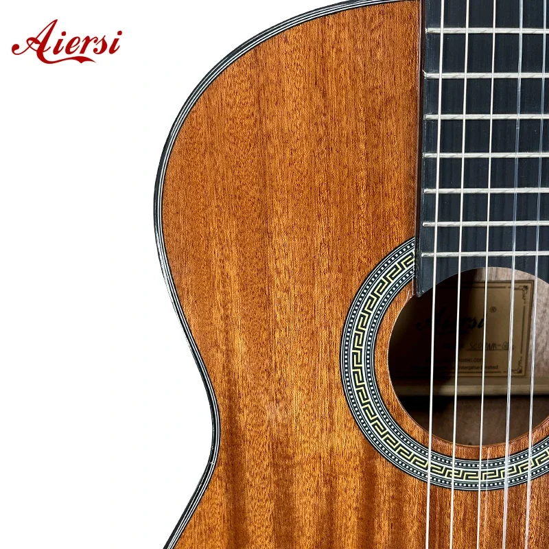 

Aiersi Custom Glossy Mahogany Body Classical Guitar Vintage Nylon String Acoustic Instrument for Professional Stage Practice