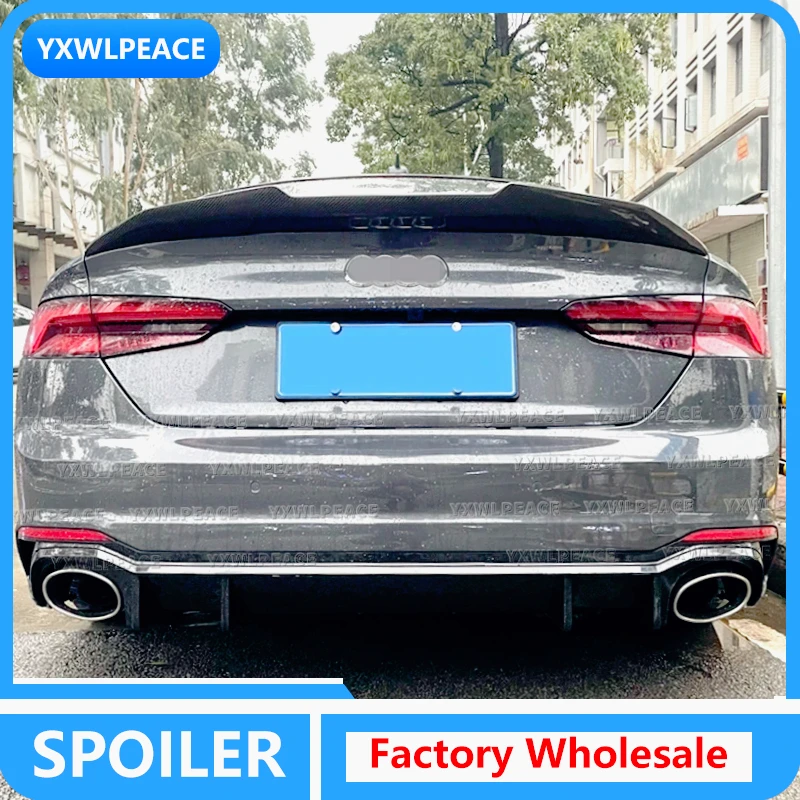 

For Audi A5 S5 RS5 B9 4-Door Coupe Sportback 2017-2022 PSM Style Real Carbon Fiber Rear Trunk Spoiler Body Kit Accessories