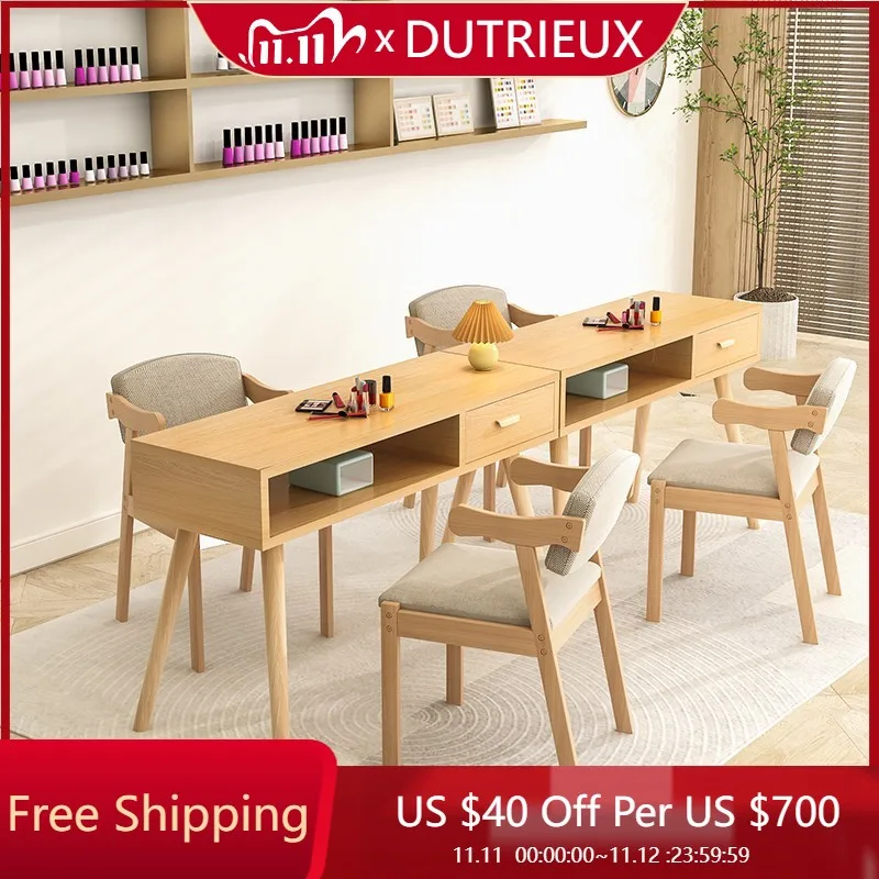 

Makeup Workstation Nail Desk Reception European Nordic Modern Drawer Nail Desk Designer Luxury Salon Wood Nageltisch Furniture